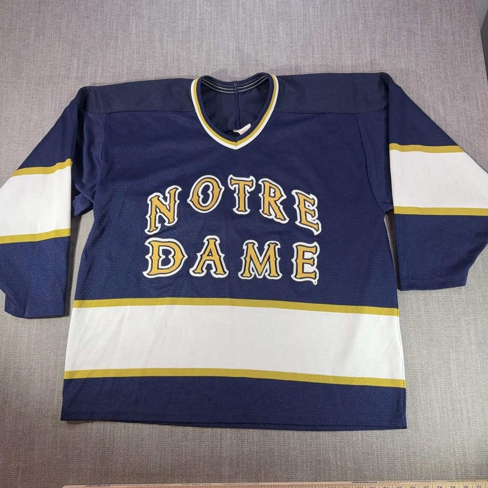 Notre Dame Fighting Irish Jersey Mens Large Blue NCAA Hockey Bauer College